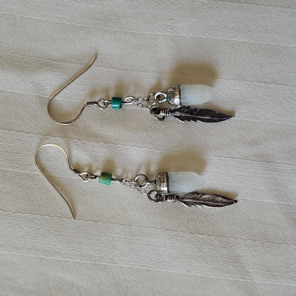 Silver Moonstone Dangle Earrings